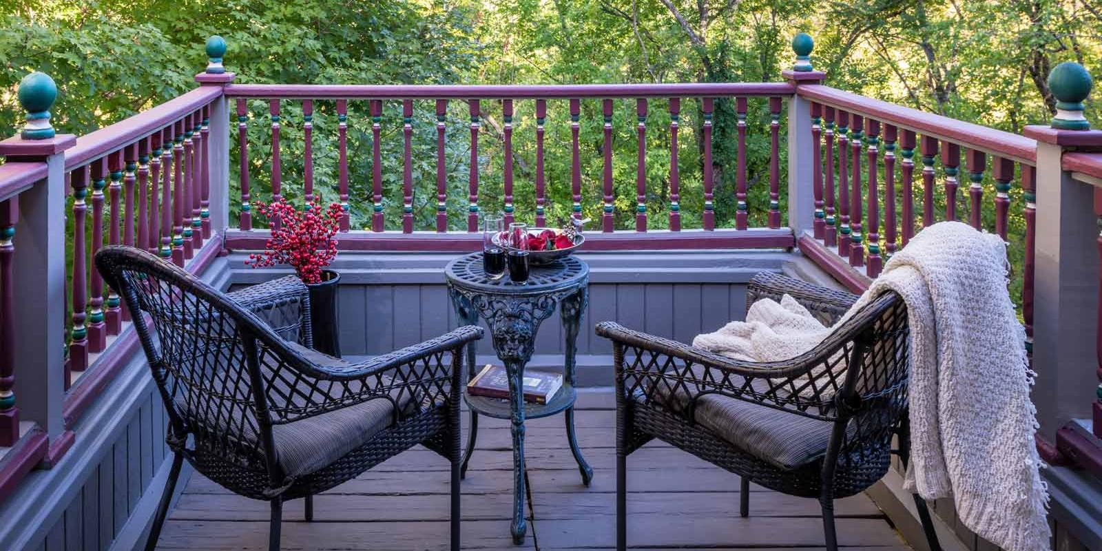 Private Deck The Angel Rose Suite at Best Rated Eureka Springs Hotel The Angel